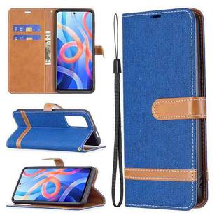 For Xiaomi Redmi Note 11 5G/Note 11T 5G/Poco M4 Pro 5G Color Matching Denim Texture Leather Phone Case with Holder & Card Slots & Wallet & Lanyard(Royal Blue)