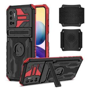 For Xiaomi Redmi Note 10 5G Armor Wristband Phone Case(Red)