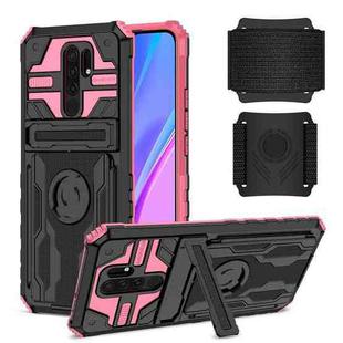 For Xiaomi Redmi 9 Armor Wristband Phone Case(Pink)