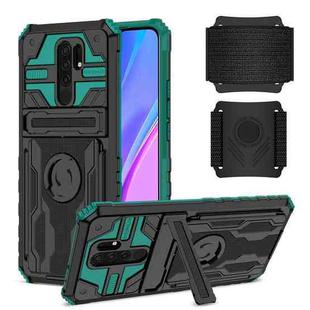 For Xiaomi Redmi 9 Armor Wristband Phone Case(Dark Green)