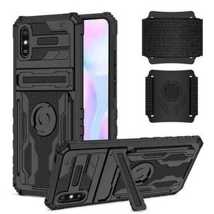 For Xiaomi Redmi 9A Armor Wristband Phone Case(Black)