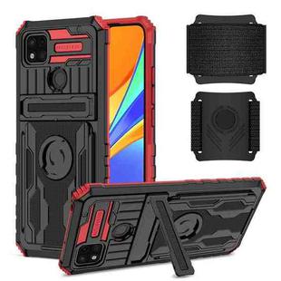 For Xiaomi Redmi 9C Armor Wristband Phone Case(Red)