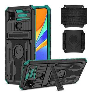 For Xiaomi Redmi 9C Armor Wristband Phone Case(Dark Green)