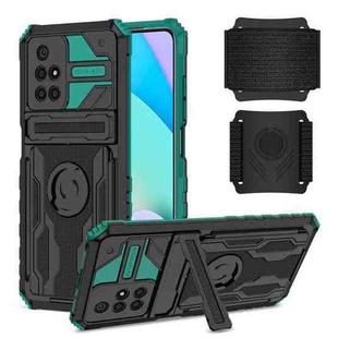 For Xiaomi Redmi 10 Armor Wristband Phone Case(Dark Green)