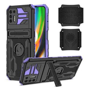 For Motorola Moto G9 Plus Armor Wristband Phone Case(Purple)