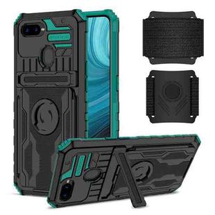 For OPPO A7 / A5s Armor Wristband Phone Case(Dark Green)