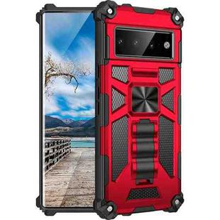 For Google Pixel 6 Pro Armor Shockproof TPU + PC Magnetic Phone Case with Holder(Red)