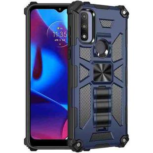 For Motorola G Pure Armor Shockproof TPU + PC Magnetic Phone Case with Holder(Blue)