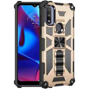 For Motorola G Pure Armor Shockproof TPU + PC Magnetic Phone Case with Holder(Gold)