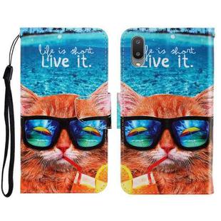 For Samsung Galaxy A02 3D Colored Drawing Horizontal Flip Leather Phone Case with Holder & Card Slots & Wallet(Underwater Cat)