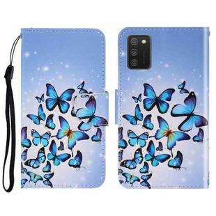 For Samsung Galaxy A02s 166mm Version 3D Colored Drawing Horizontal Flip Leather Phone Case with Holder & Card Slots & Wallet(Multiple Butterflies)