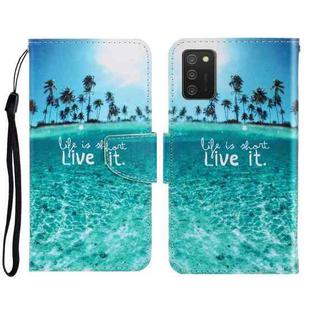 For Samsung Galaxy A02s 166mm Version 3D Colored Drawing Horizontal Flip Leather Phone Case with Holder & Card Slots & Wallet(Coconut Tree)
