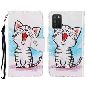 For Samsung Galaxy A02s 164mm Version 3D Colored Drawing Horizontal Flip Leather Phone Case with Holder & Card Slots & Wallet(Red Mouth Cat)