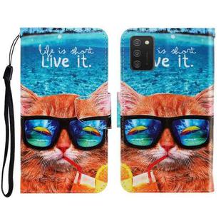 For Samsung Galaxy A02s 164mm Version 3D Colored Drawing Horizontal Flip Leather Phone Case with Holder & Card Slots & Wallet(Underwater Cat)