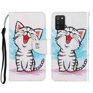 For Samsung Galaxy A03s 164mm Version 3D Colored Drawing Horizontal Flip Leather Phone Case with Holder & Card Slots & Wallet(Red Mouth Cat)