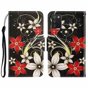 For Samsung Galaxy A03s 166mm Version 3D Colored Drawing Horizontal Flip Leather Phone Case with Holder & Card Slots & Wallet(Red Flower)