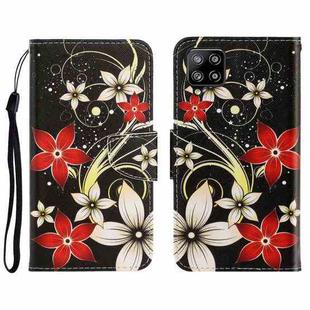 For Samsung Galaxy A12 3D Colored Drawing Horizontal Flip Leather Phone Case with Holder & Card Slots & Wallet(Red Flower)