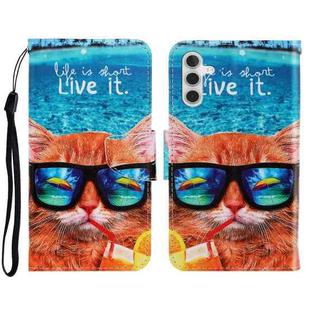 For Samsung Galaxy A13 5G 3D Colored Drawing Horizontal Flip Leather Phone Case with Holder & Card Slots & Wallet(Underwater Cat)