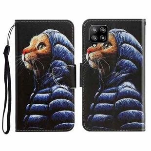 For Samsung Galaxy A22 4G 3D Colored Drawing Horizontal Flip Leather Phone Case with Holder & Card Slots & Wallet(Down Jacket Cat)