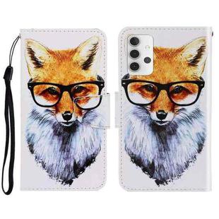 For Samsung Galaxy A32 4G 3D Colored Drawing Horizontal Flip Leather Phone Case with Holder & Card Slots & Wallet(Fox)