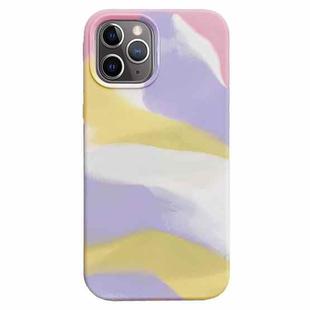 For iPhone 11 Pro Max Colorful Liquid Silicone Phone Case (Pink)