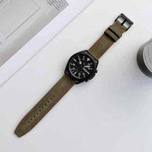 20mm Universal Tricolor Sewing Leather Watch Band(Army Green)