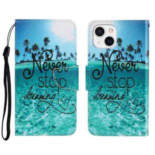 For iPhone 13 mini 3D Colored Drawing Horizontal Flip Leather Phone Case (Blue Coconut Grove)