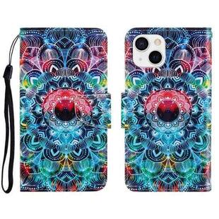 For iPhone 13 3D Colored Drawing Horizontal Flip Leather Phone Case(Mandala)