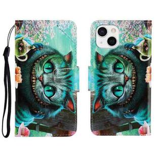For iPhone 13 3D Colored Drawing Horizontal Flip Leather Phone Case(Green Eyes)