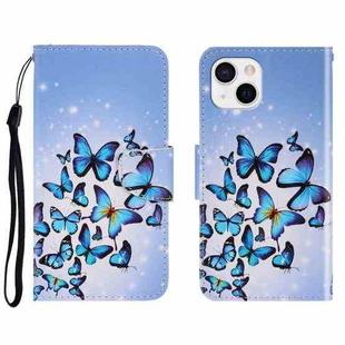 For iPhone 13 3D Colored Drawing Horizontal Flip Leather Phone Case(Multiple Butterflies)