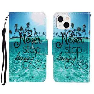 For iPhone 13 3D Colored Drawing Horizontal Flip Leather Phone Case(Blue Coconut Grove)