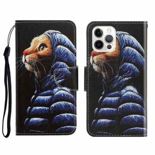 For iPhone 13 Pro 3D Colored Drawing Horizontal Flip Leather Phone Case (Down Jacket Cat)