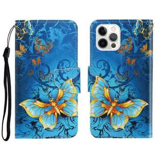 For iPhone 13 Pro 3D Colored Drawing Horizontal Flip Leather Phone Case (Jade Butterfly)