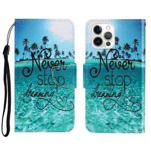 For iPhone 13 Pro 3D Colored Drawing Horizontal Flip Leather Phone Case (Blue Coconut Grove)