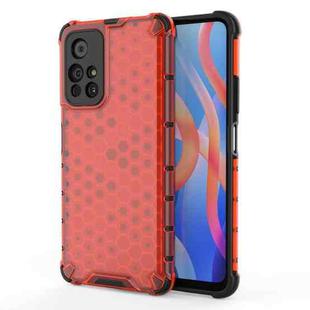 For Xiaomi Redmi Note 11 5G Shockproof Honeycomb PC + TPU Phone Case(Red)