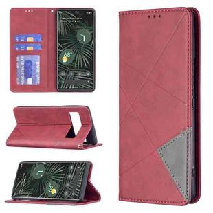 For Google Pixel 6 Pro Prismatic Invisible Magnetic Horizontal Flip Phone Leather Case with Holder & Card Slots & Photo Frame(Red)