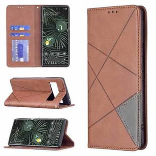 For Google Pixel 6 Pro Prismatic Invisible Magnetic Horizontal Flip Phone Leather Case with Holder & Card Slots & Photo Frame(Brown)