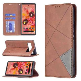 For Google Pixel 6 Prismatic Invisible Magnetic Horizontal Flip Phone Leather Case with Holder & Card Slots & Photo Frame(Brown)