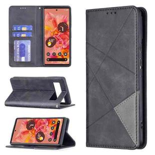 For Google Pixel 6 Prismatic Invisible Magnetic Horizontal Flip Phone Leather Case with Holder & Card Slots & Photo Frame(Black)