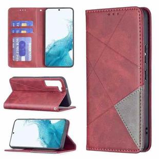 For Samsung Galaxy S22 5G Prismatic Invisible Magnetic Horizontal Flip Phone Leather Case with Holder & Card Slots & Photo Frame(Red)