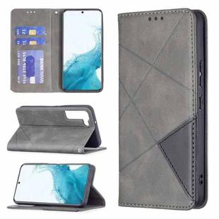 For Samsung Galaxy S22+ 5G Prismatic Invisible Magnetic Horizontal Flip Phone Leather Case with Holder & Card Slots & Photo Frame(Grey)