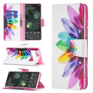 For Google Pixel 6 Pro Colored Drawing Pattern Horizontal Flip Phone Leather Case with Holder & Card Slots & Wallet(Sun Flower)