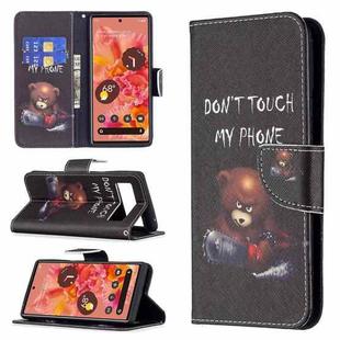 For Google Pixel 6 Colored Drawing Pattern Horizontal Flip Phone Leather Case with Holder & Card Slots & Wallet(Bear)