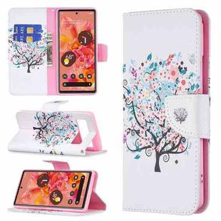 For Google Pixel 6 Colored Drawing Pattern Horizontal Flip Phone Leather Case with Holder & Card Slots & Wallet(Tree)