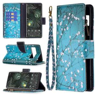 For Google Pixel 6 Pro Colored Drawing Pattern Zipper Horizontal Flip Phone Leather Case with Holder & Card Slots & Wallet(Plum Blossom)