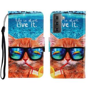 For Samsung Galaxy S21 FE 5G 3D Colored Drawing Horizontal Flip Leather Phone Case(Underwater Cat)