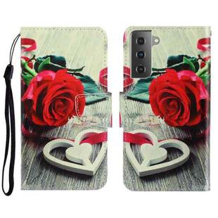 For Samsung Galaxy S22 5G 3D Colored Drawing Horizontal Flip Leather Phone Case(Red Rose)