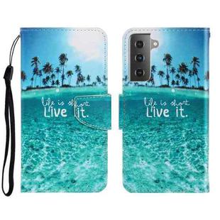 For Samsung Galaxy S22 5G 3D Colored Drawing Horizontal Flip Leather Phone Case(Coconut Tree)