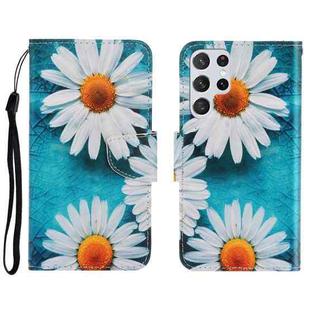 For Samsung Galaxy S22 Ultra 5G 3D Colored Drawing Horizontal Flip Leather Phone Case(Chrysanthemum)