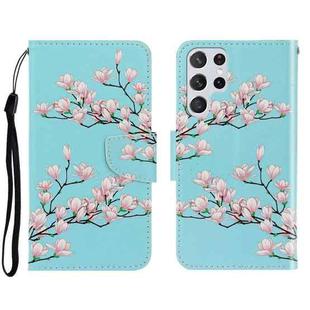 For Samsung Galaxy S22 Ultra 5G 3D Colored Drawing Horizontal Flip Leather Phone Case(Magnolia)